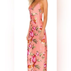 NBD Nicolette Pink Floral Maxi Gown in the Watercolor Rose print New XS
